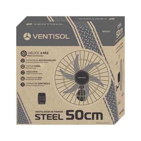 Imagem de Ventilador De Parede Ventisol 6 Pás Steel 50cm 200w Bivolt