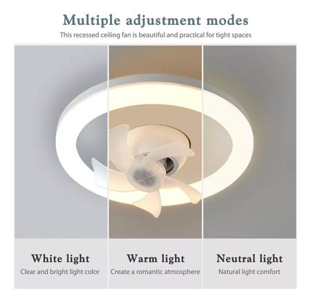Imagem de Ventilador De Teto 48W Silencioso Com Luz LED 360  Controle Remoto Branco Frio Branco Quente Rotable Large Air Volume P