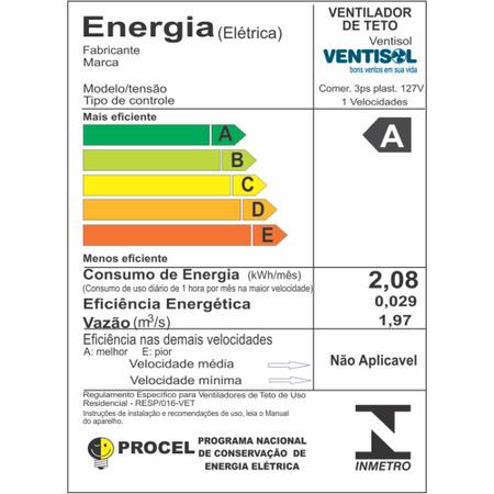 Imagem de Ventilador de Teto Comercial Ventisol 3 pás