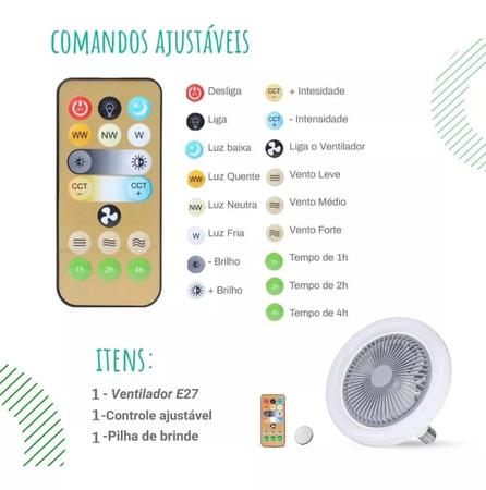 Imagem de Ventilador De Teto Controle Remoto: Ventilador De Teto Com Luz De Led Integrada Controle Remoto