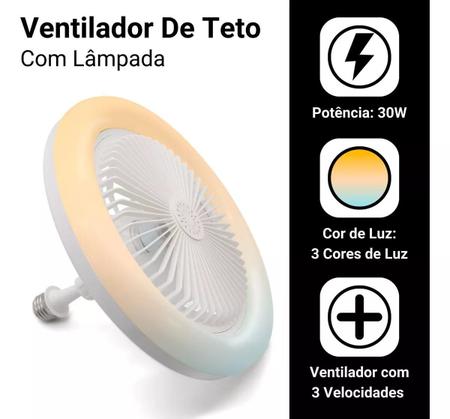 Imagem de Ventilador De Teto Inteligente: Ventilador De Teto Com Luz De Led Integrada Controle Remoto