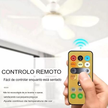 Imagem de Ventilador De Teto Lâmpada E27 30W E Controle Remoto Bivolt