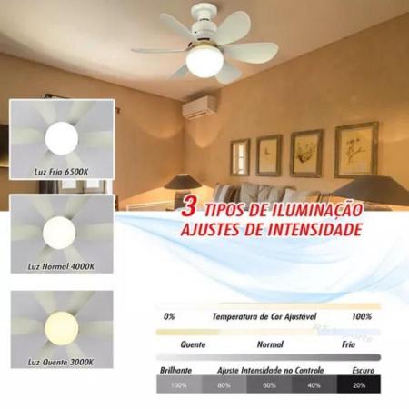 Imagem de Ventilador de Teto: Lâmpada LED 60w Integrada e Controle Remoto para um Ambiente Sofisticado