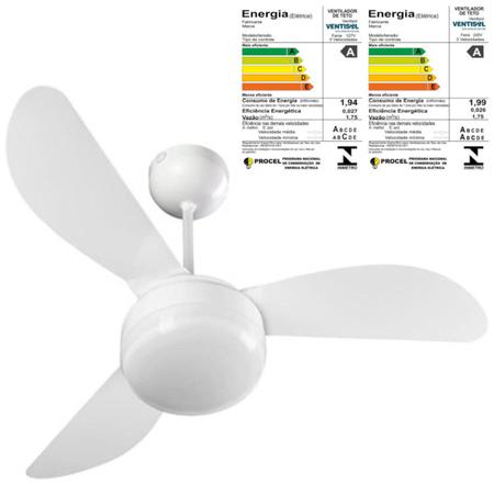 Imagem de Ventilador de Teto Ventisol Fenix 3 Pas S/ Controle Branco - 127v