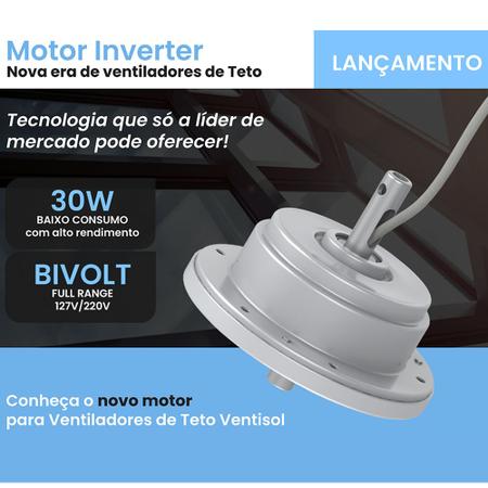 Imagem de Ventilador de Teto Ventisol Fênix Inverter Controle Remoto Placa Led 20w Integrada - Bivolt