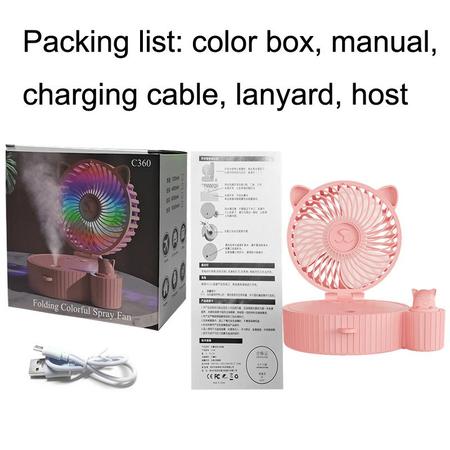 Imagem de Ventilador Humidificado USB dobrável, Estilo: Modelo colorido (rosa)
