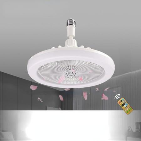 Imagem de Ventilador moderno articulavel de teto ou parede com luz led ring bocal  controle remoto branco