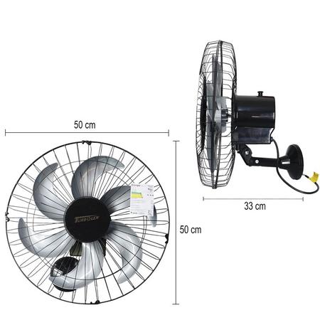 Imagem de Ventilador Parede 50cm 200W Industrial Turbo Turbão 6 Pás Bivolt 110V 220V Preto Vitalex