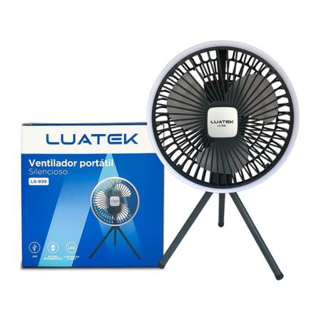 Imagem de Ventilador Portátil Bateria Recarregável Usb Com Luz Led 4w Fácil De Transportar