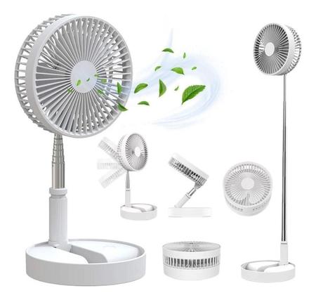 Imagem de Ventilador Portátil Dobrável Silencioso Retrátil Recarregável Sem Fio Usb Cor Branco