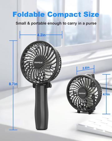 Imagem de Ventilador portátil TriPole Portable Mini de 3 velocidades USB recarregável