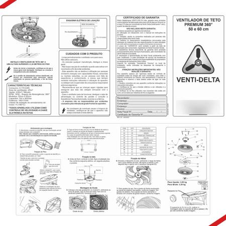 Daré - Ventilador Teto 360° Venti-Delta Premium Bivolt Preto 60cm