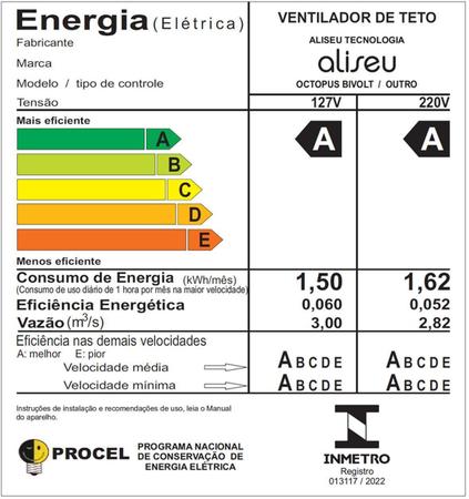 Imagem de Ventilador Teto Aliseu Octopus Luminária Led Controle Remoto