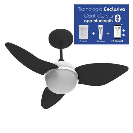 Imagem de Ventilador Teto Aliseu Smart Preto Bluetooth+Remoto+Parede