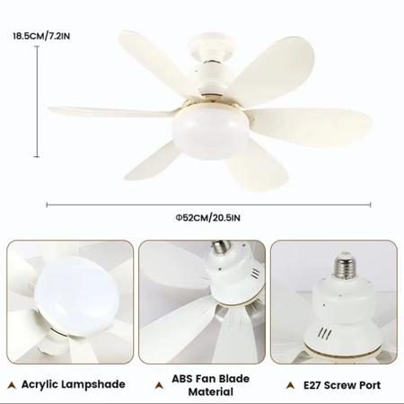 Imagem de ventilador  teto Branco com luz controle remoto 40w 52 cm