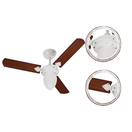 Ventilador Teto Silver Pêra New Branco C/ Pás Verniz - Tron Imagem de Ventilador Teto Silver Pêra New Branco C/ Pás Verniz
