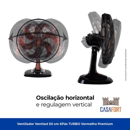 Imagem de Ventilador Vermelho Ventisol Osc Mesa Turbo 6p 50cm 110v