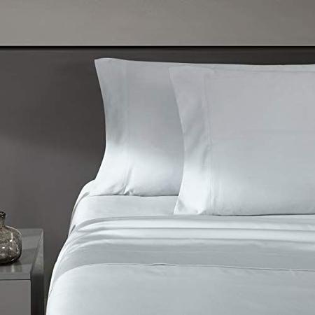 Imagem de Vera Wang - Conjunto de lençóis Queen, Roupa de Cama de Algodão Sateen de Luxo, Contagem de 800 Fios, Decoração Doméstica Suave e Suave (Azul Pálido, Rainha)