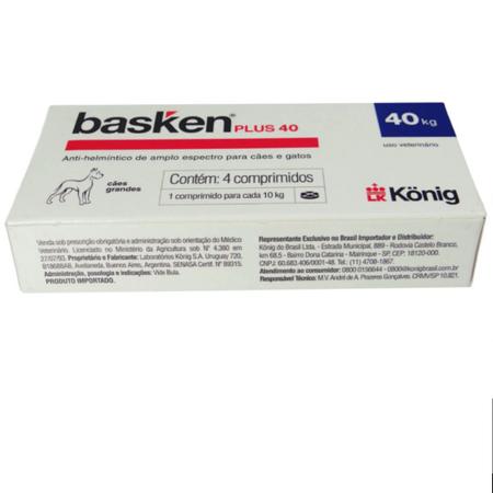 Imagem de Vermífugo Basken Plus 40 p/ Cães e Gatos 1 comp. para cada 10Kg cx c/ 4 comp. Kit c/ 3