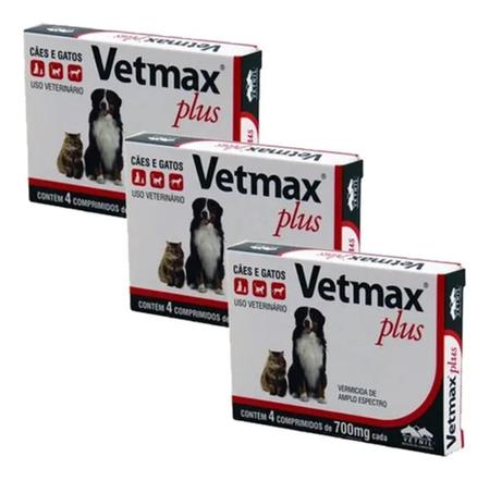 Imagem de Vermífugo Vetmax Cães E Gatos 4 Comprimidos Kit 3cx Vetnil