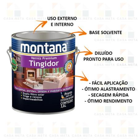 Imagem de Verniz Tingidor Duplo Filtro Solar Montana 3,6 Lt Em Cores