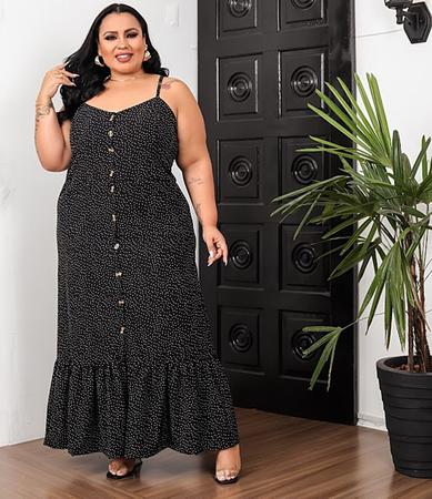 Vestido Al a Plus Size Viscose Detalhe Bot o Na Frente 2759 Show