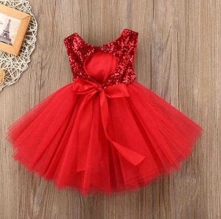 Vestido Aniversario Festa vermelho Brilho tutu Tam 1 2 anos