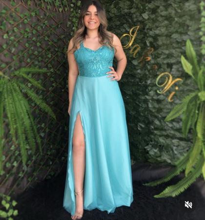 Vestido Azul Ciano Para Formatura Ou Madrinha Tam G Jak e vik