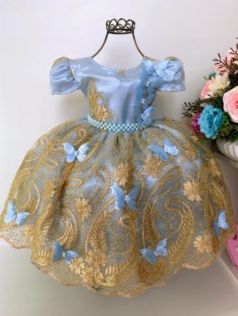 Vestidos azul hotsell com dourado