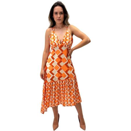 Vestido Bana Bana Midi com Al a Feminino Vestido Feminino