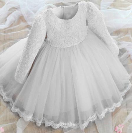 Vestido de daminha branco manga best sale longa
