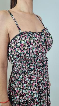 Imagem de Vestido boho maria floral preto 100% viscose feminino blufera jeans 22604-1