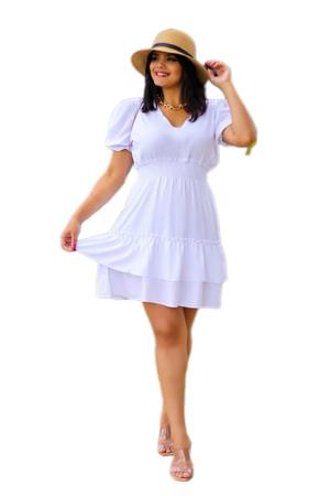 Vestido Branco Princesa Soltinho Acinturado Mari Modas Vestido