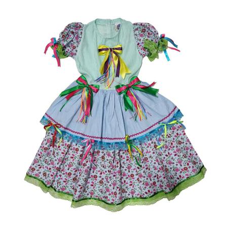 Imagem de Vestido Caipira Junino Infantil + Tiara