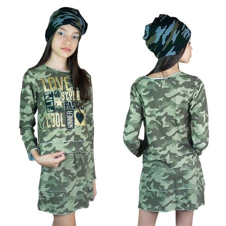 Vestido camuflado manga longa 2025
