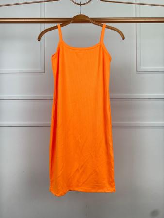 Imagem de Vestido canelado alça fina neon curto feminino