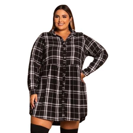 Vestido Chamise Camisa Xadrez Plus Size Flanelada Plus Size - R$ 149,51 em  2023