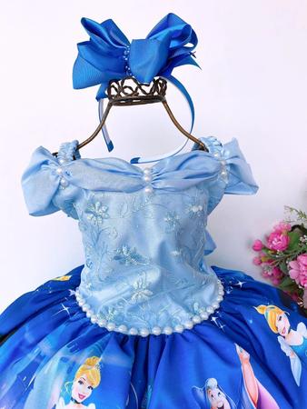 Vestido Infantil Cinderela Princesa Temático Festa Luxo - R$ 78,99