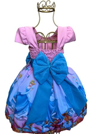 Vestido de Festa Infantil Temático Cinderela Luxo - Xuxuzinhos Baby