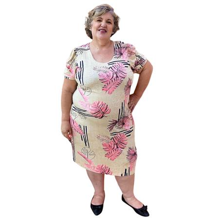 Imagem de Vestido com Manga Estampado Viscolycra Florido Plus Size