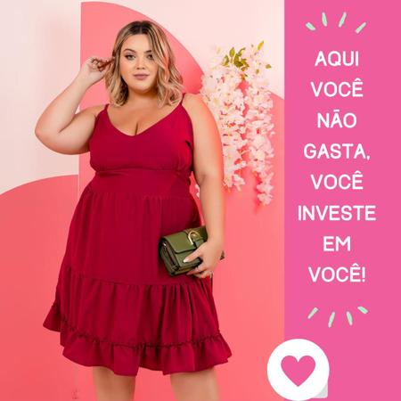 Imagem de Vestido Curto Plus Size Rodado Soltinho Alça 3 Maria