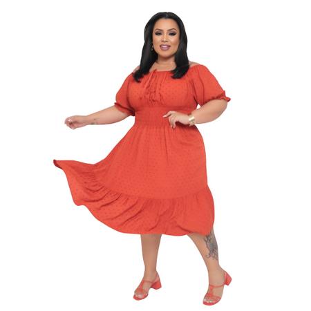 Imagem de Vestido Curto Viscolinho Pipoca Plus Size