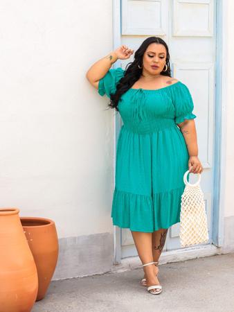 Imagem de Vestido Curto Viscolinho Pipoca Plus Size