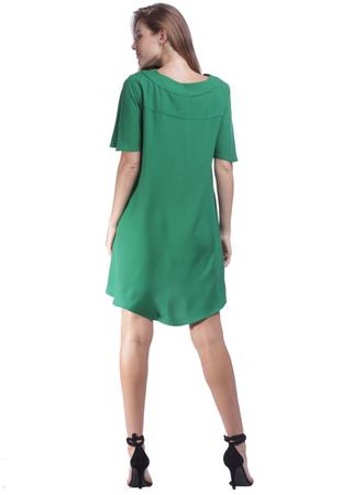 Imagem de Vestido Curto Viscose Mullet Decote V Verde Bandeira - M - Veste do 40 ao 44