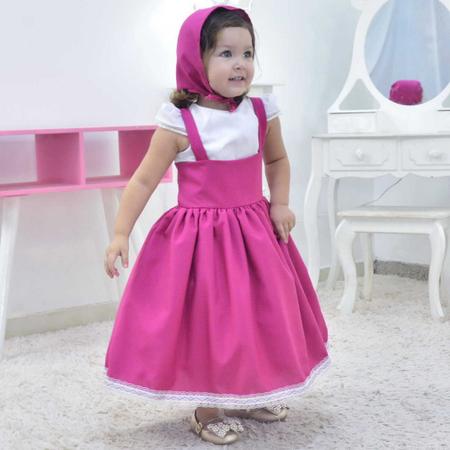 Imagem de Vestido da Menina Rosa Com Lenço - Estilo Fantasia