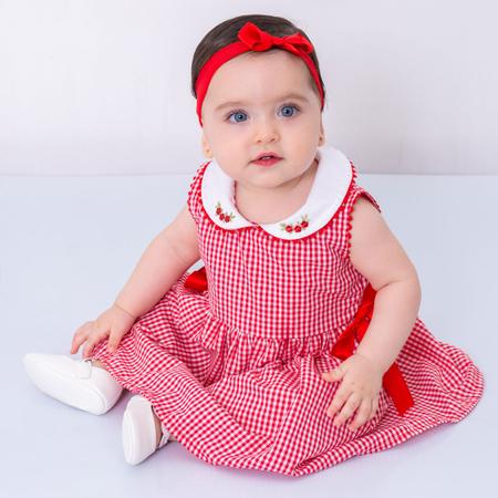 Vestido de Bebê com Tiara 100% Algodão Princesa Vermelho - Mundo