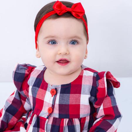 Vestido de Bebê com Tiara 100% Algodão Princesa Vermelho - Mundo