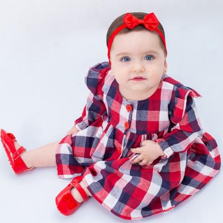 Vestido de Bebê com Tiara 100% Algodão Princesa Vermelho - Mundo