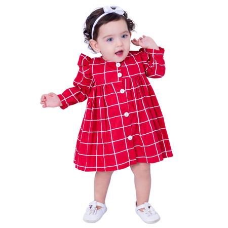 Vestido Jardineira Xadrez Vermelho Natal Bebê Menina - SACOLA DO BEBÊ