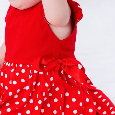 Vestido de Bebê com Tiara 100% Algodão Princesa Vermelho - Mundo